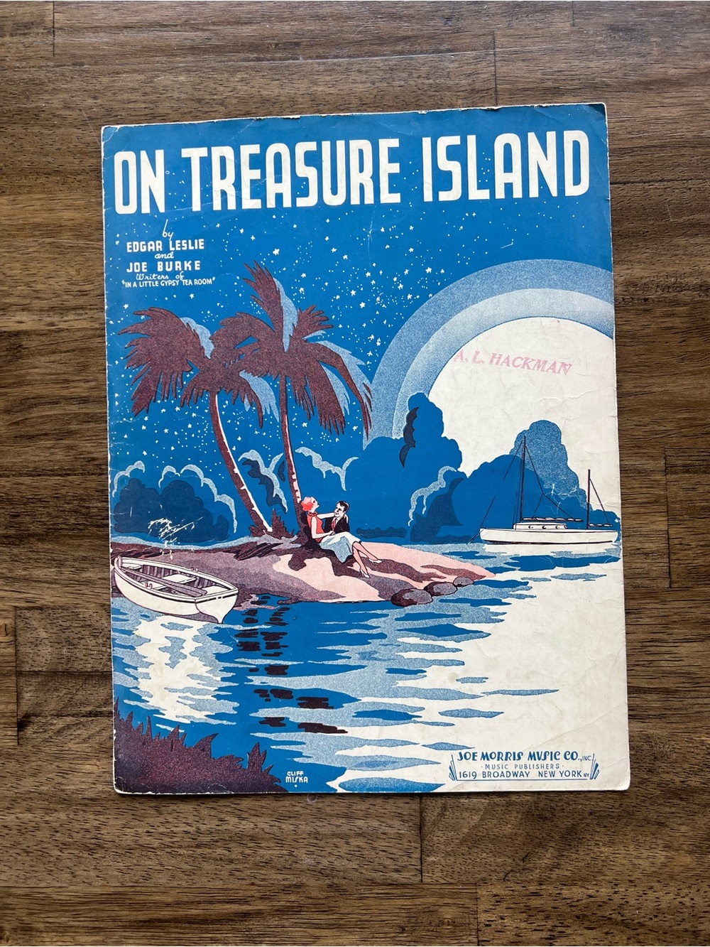 Vintage- On Treasure Island Vintage Sheet Music - Blue and White Cover